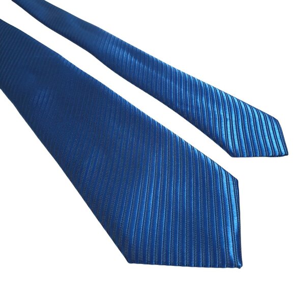 R Junior Children Boy Silk Blue Striped Necktie Size 8-10 Gift Formal Clothing - Picture 2 of 5